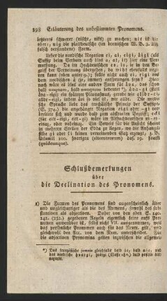 Schlußbemerkungen über die Declination des Pronomens.