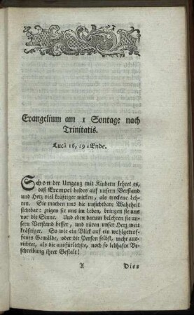Evangelium am 1. Sontage nach Trinitatis.