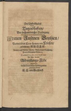 Die Unsterbligkeit Derer Tugendhafften