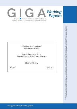 Power sharing in Syria : lessons from Lebanon's experience
