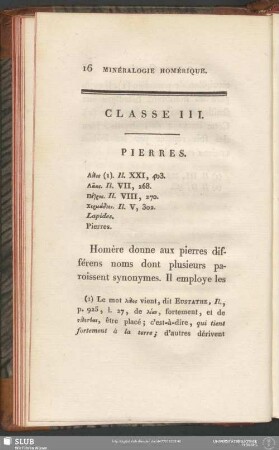 Classe III. Pierres