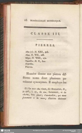 Classe III. Pierres