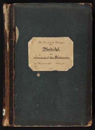 Matrikel der außerordentlichen Studierenden : Wintersemester 1889/1890-Sommersemester 1919