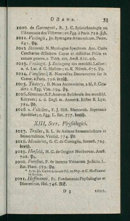 53-77, XIII. Scrr. Physiologici - XIV. Institutiones Medicae