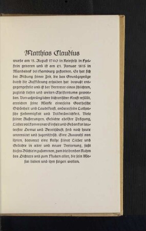 Matthias Claudius.
