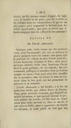 Article IX. De l'Ecole Allemande.