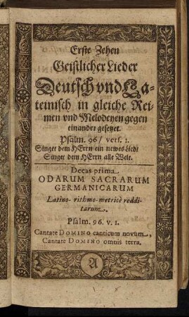Erste Zehen Geistlicher Lieder.