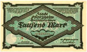 Geldschein / Notgeld, 1000 Mark, 6.11.1922
