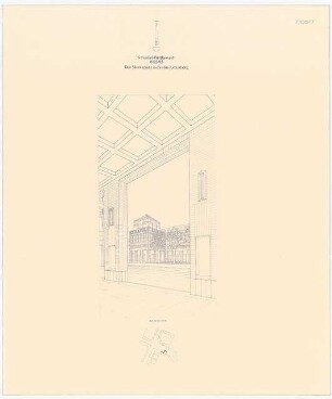Moritzplatz, Berlin-Kreuzberg Schinkelwettbewerb 1983: Perspektivische Ansicht: Blick aus der Arkade