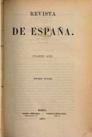 Revista de España. 18 = Año 4. 1871