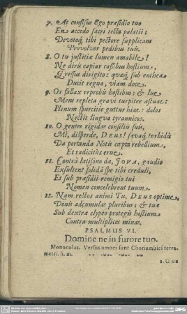 Psalmus VI. Domine ne in furore tuo