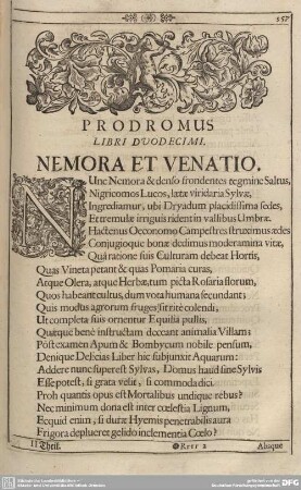 PRODROMUS LIBRI DUODECIMI. NEMORA ET VENATIO.