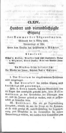 164. Sitzung, Stuttgart, 8.3.1843