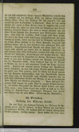 12. October. Ludwig der Eiserne stirbt