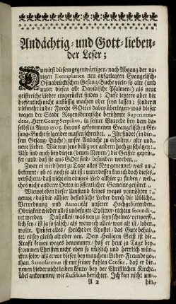 Andächtig- und Gott-liebender Leser;