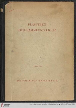 Plastiken der Sammlung Licht : Versteigerung: 7. Mai 1929