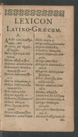 Lexicon Latino-Graecum.