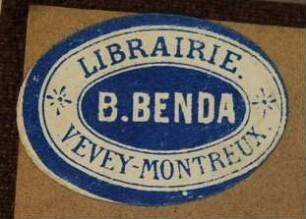 Etikett:Buchhändler/Buchhändlerin / Librairie B. Benda [Librairie B. Benda]