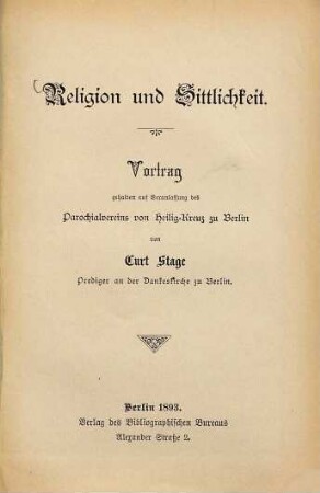 Religion und Sittlichkeit