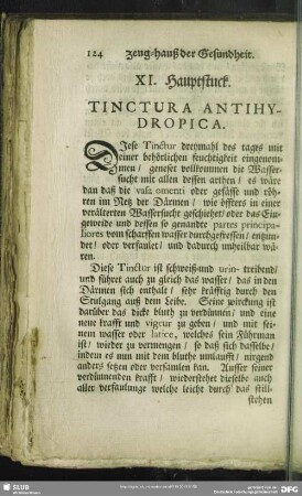 XI. Hauptstuck. Tinctura Antihydropica