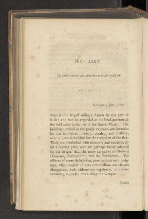 Sect. XXXIV. Description of an European Cantonment.