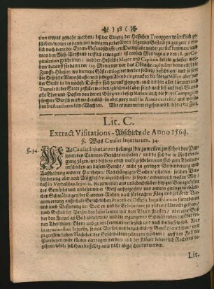 Lit. C. Extract Visitations-Abschieds de Anno 1564.