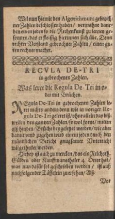 Recula De-Tri in gebrochenen Zahlen.