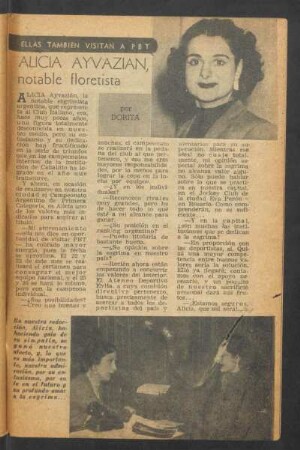Alicia Ayvazian, notable floretista : Ellas también visitan a PBT