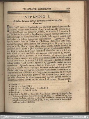 Appendix I. De Salute speranda vel non speranda Gentium a Christo alienarum