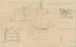 Seidl, Gabriel von; Altmannstein - Sandersdorf; Schlossgaststätte Schlosshaus - Lageplan; Grundriss EG; Schnitt