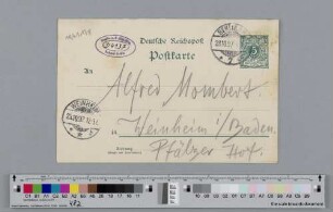 Postkarte an Alfred Mombert