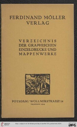 Verzeichnis der graphischen Einzeldrucke und Mappenwerke