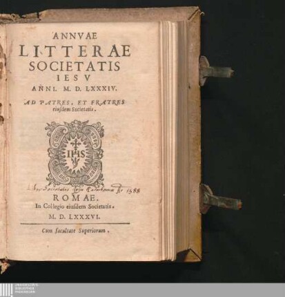 1: Annuae litterae Societatis Jesu : anni ..