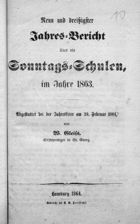 39.1863(1864): Jahres-Bericht über die Sonntags-Schulen im Jahre ...