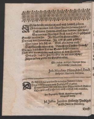 Ich bin betrübt mit dir/ ich muß mich herzlich grämen [...]