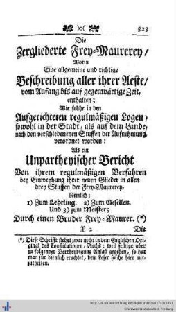 Die Zergliederte Frey-Maurerey
