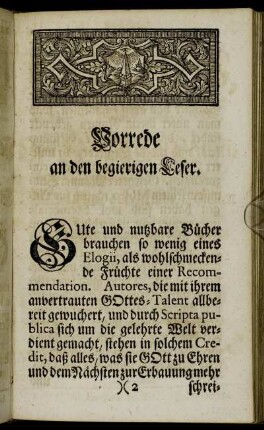 Vorrede an den begierigen Leser.