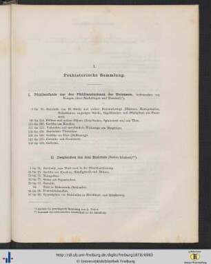 I. Prähistorische Sammlung.