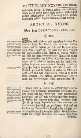 Articulus XXXVIII. Von dem Desertions-Process.