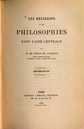 Les religions et les philosophies dans l'Asie centrale