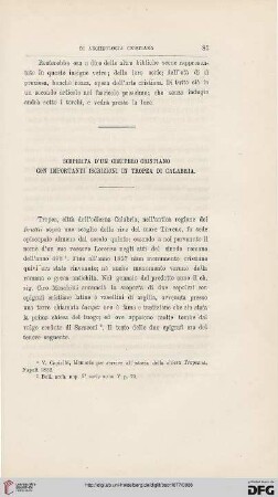 3.Ser.2.1877: Scoperta d'un cimitero cristiano con importanti inscrizioni in Tropea di Calabria