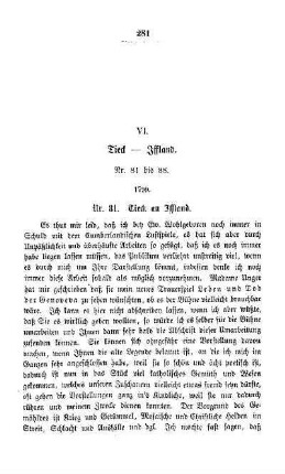 VI. Tieck - Iffland. Nr. 81 bis 88. 1799