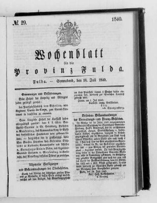 Nr. 29, Ausgabe vom 18. Juli 1840 [S. 580 fehlt]