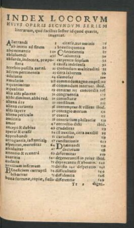 Index Locorum Huius Operis secundum Seriem literarum ...