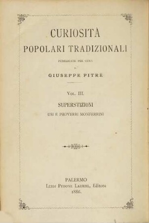 Curiosità popolari tradizionali pubblicate per cura di Giuseppe Pitré, 3