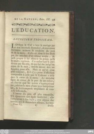 L'Education. Entretien Troisieme.