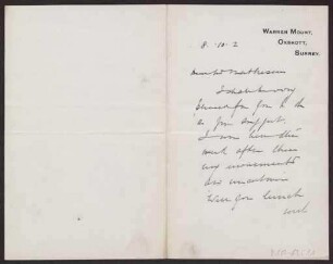 Schreiben an Hermann Muthesius (Brief)