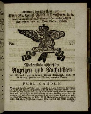 No. 23. Montags, den 8ten Junii 1750.