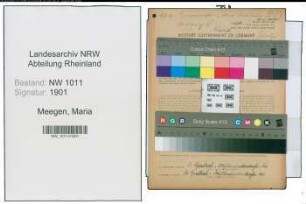 Entnazifizierung Maria Van Meegen , geb. 09.03.1900 (Haushaelterin)