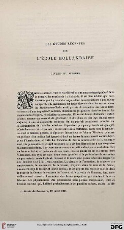 3. Pér. 3.1890: Les études récentes sur l'école hollandaise : livres et musées
